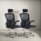 Kit 2 Cadeira De Escritório Giratória Preta Com Rodinhas Cor Preto